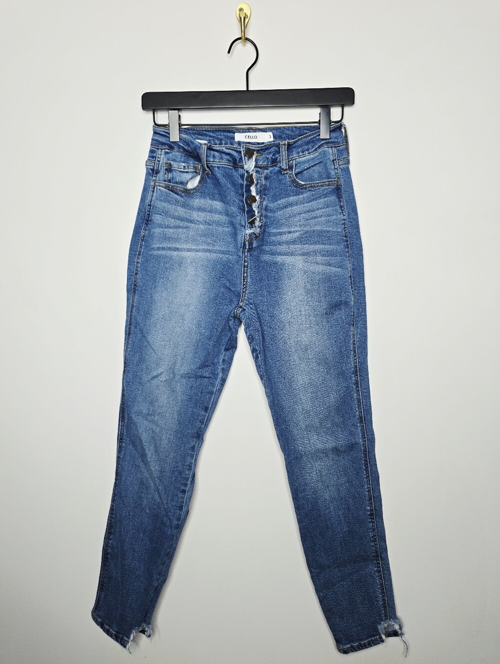 Cello Size 3 Skinny Jeans Exposed Button Fly Distressed